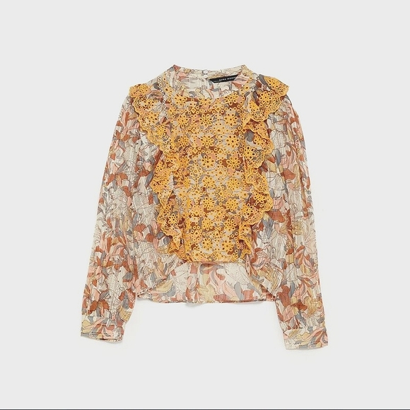 Embroidered Floral Print Blouse - Picture 2 of 13